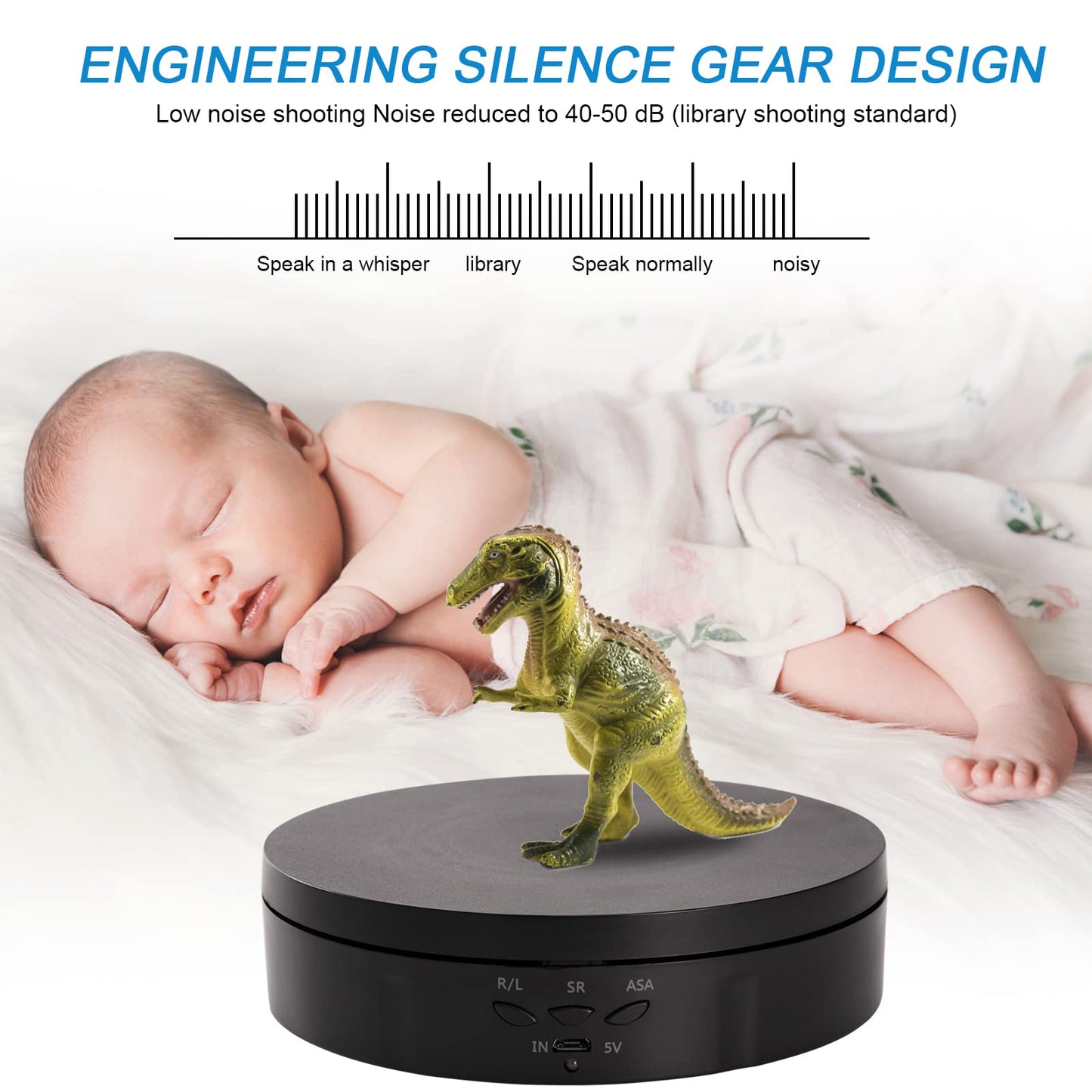 22 lbs Motorized Rotating Display Stand for Jewelry, 360 Degree , Automatic Mute Rotating Display Stand, Electronic Rotating Display Stand with USB Charging Port for Display, Photography Products