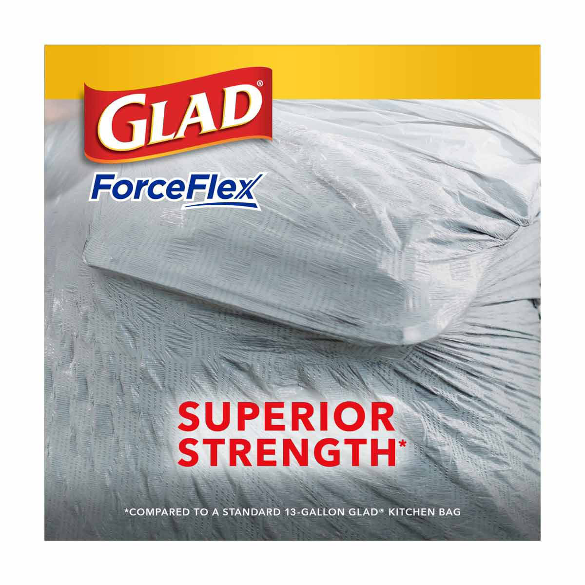 Glad ForceFlex 13 Gallon Tall Kitchen Drawstring Trash Bags - Fresh Clean Scent with Febreze, 41 ct