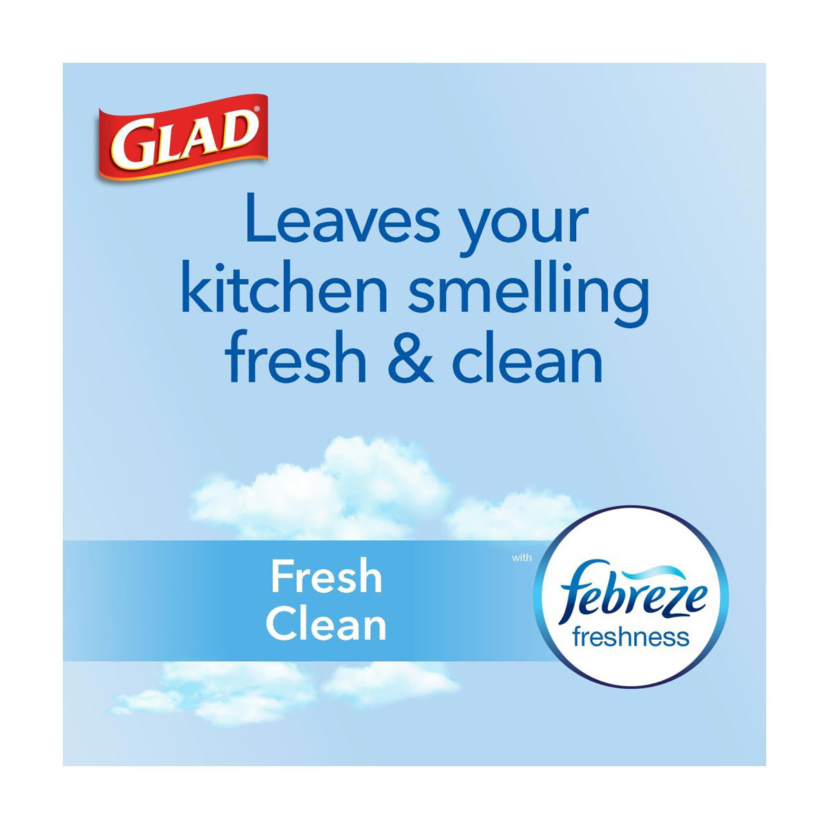 Glad ForceFlex 13 Gallon Tall Kitchen Drawstring Trash Bags - Fresh Clean Scent with Febreze, 41 ct