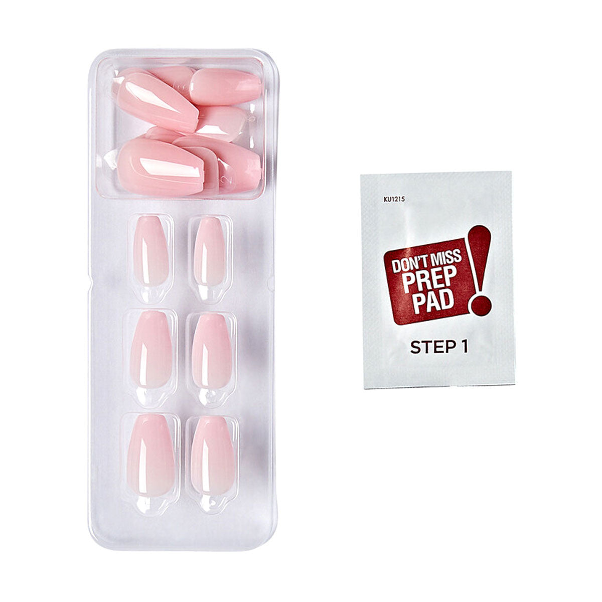KISS Solid Color Medium Coffin Press-On Nails - Pink, 24 ct