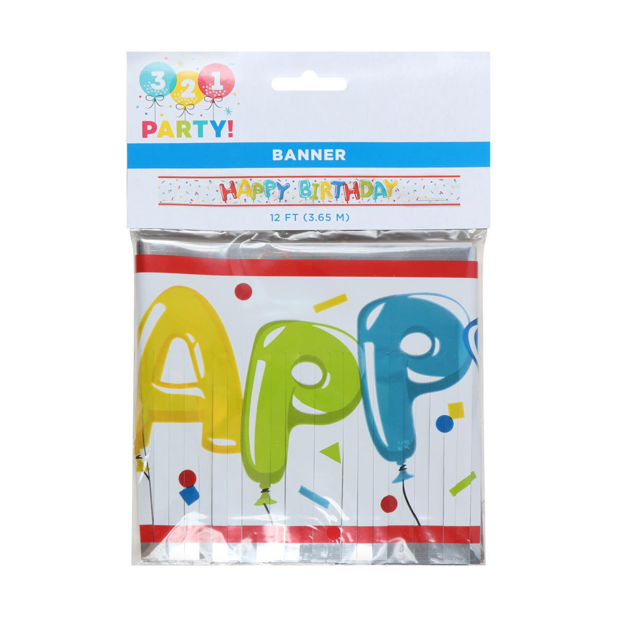 321 Party! 12 ft Foil Fringe Colorful Balloon Birthday Banner