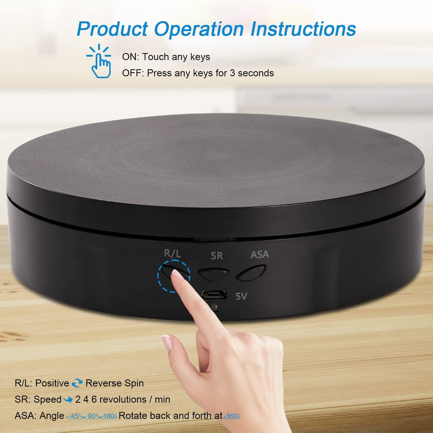 22 lbs Motorized Rotating Display Stand for Jewelry, 360 Degree , Automatic Mute Rotating Display Stand, Electronic Rotating Display Stand with USB Charging Port for Display, Photography Products