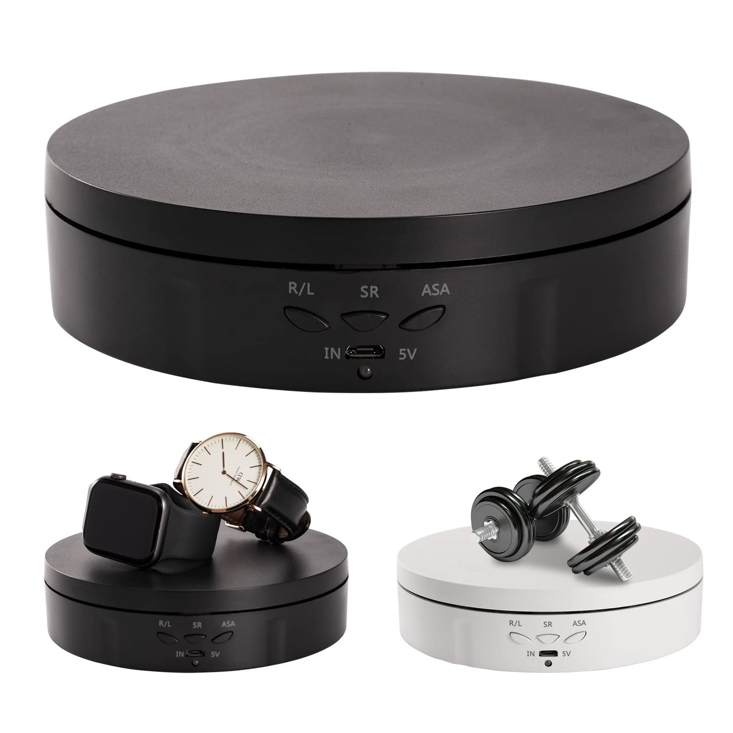 22 lbs Motorized Rotating Display Stand for Jewelry, 360 Degree , Automatic Mute Rotating Display Stand, Electronic Rotating Display Stand with USB Charging Port for Display, Photography Products