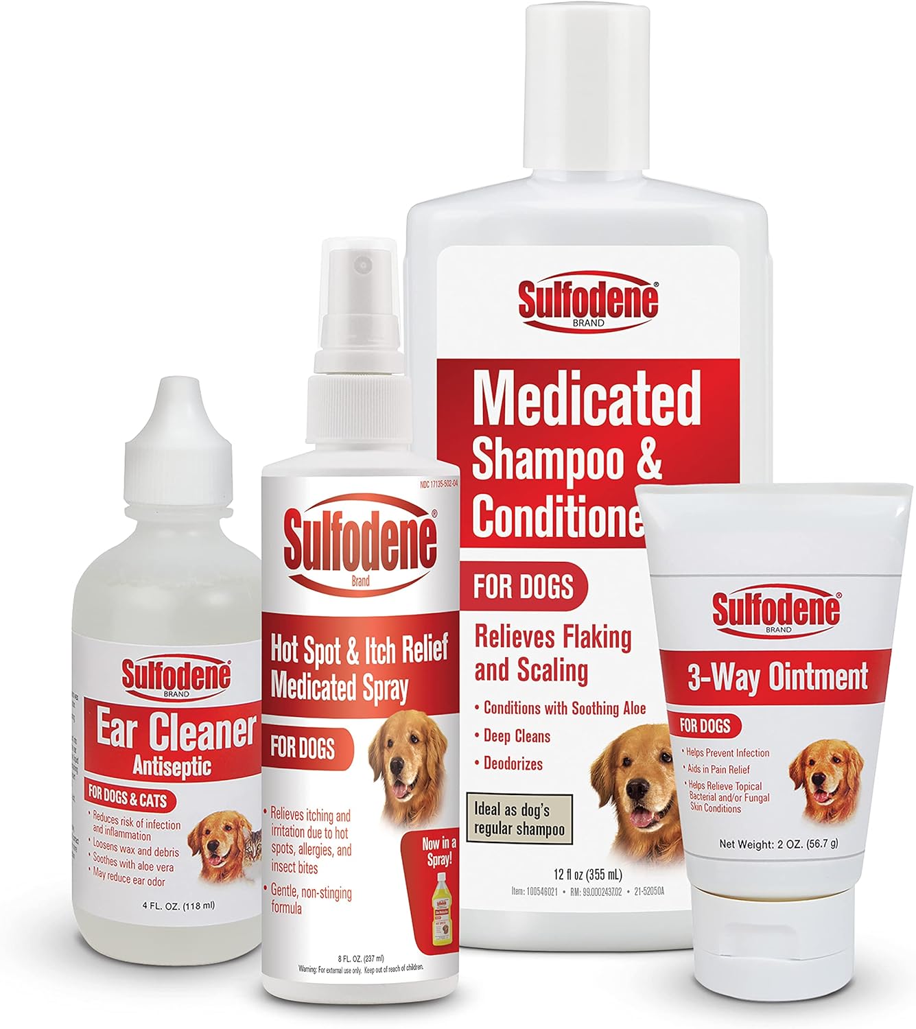 Dog Wound Care 3-Way Ointment, Relieves Pain & Prevents Infection For Dog Cuts, Scrapes, Bites and Injuries, 2 Ounce