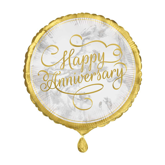 321 Party! 17" Gold "Happy Anniversary" Balloon
