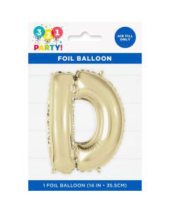 321 Party! 14" Foil Gold "D" Letter Balloon