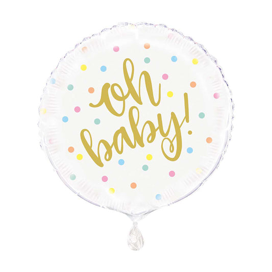 321 Party! 17" Oh Baby Gold Baby Shower Balloon
