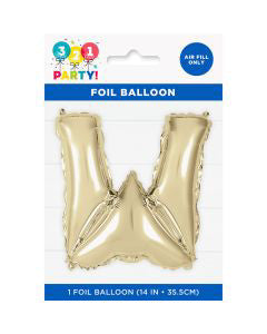 321 Party! 14" Foil Gold "W" Letter Balloon