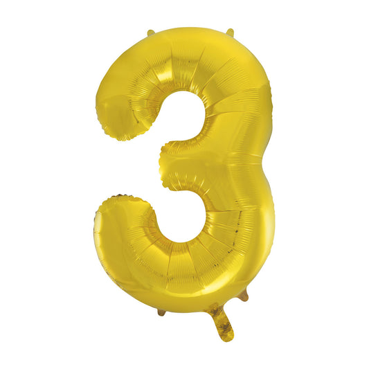 321 Party! 34" Giant Foil Gold Number 3 Balloon