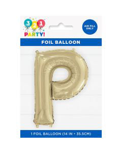 321 Party! 14" Foil Gold "P" Letter Balloon