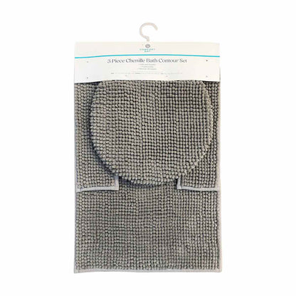 3 Piece Chenille Bath Contour Set, Assorted