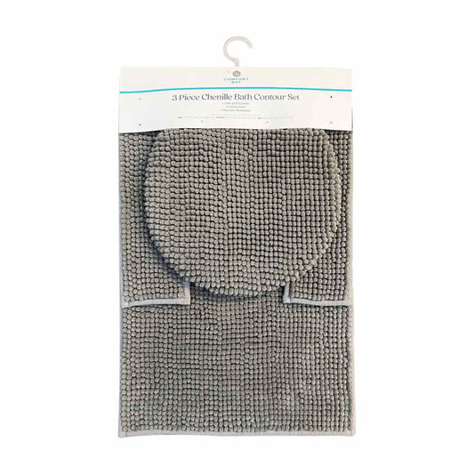 3 Piece Chenille Bath Contour Set, Assorted