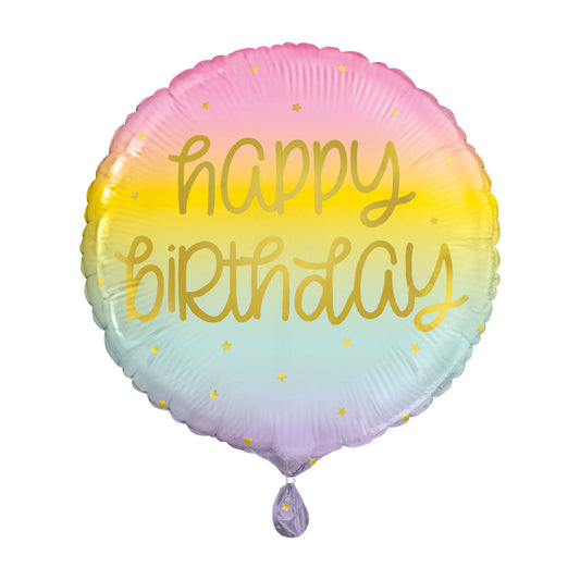 18" Gold Foil Rainbow Unicorn Birthday Balloon