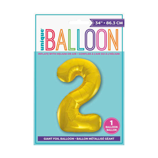 321 Party! 34" Giant Foil Gold Number 2 Balloon