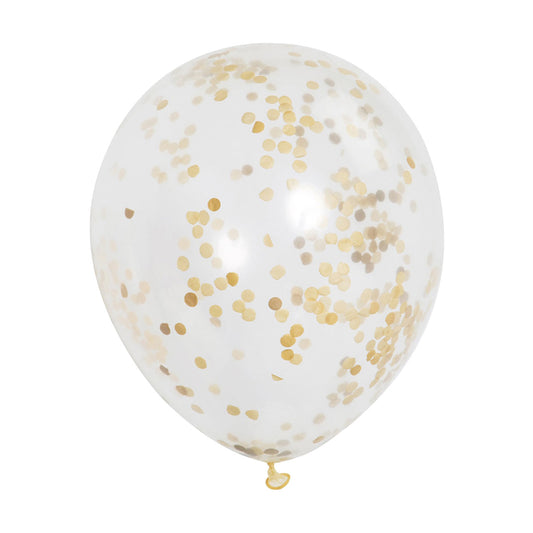 321 Party! 12" Latex Gold Confetti Balloons, 6 ct