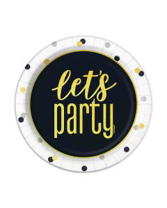 321 Party! 7" Foil Gold Birthday Party Plates, 8 ct