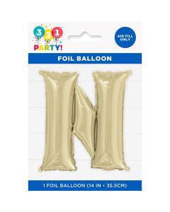 321 Party! 14" Foil Gold "N" Letter Balloon