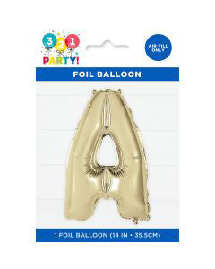 321 Party! 14" Foil Gold "A" Letter Balloon