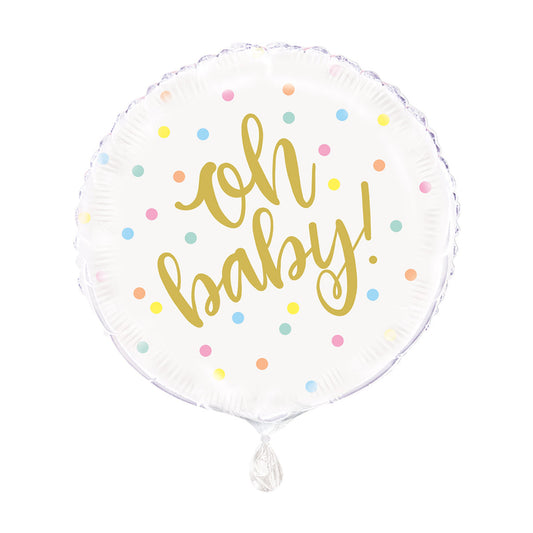 321 Party! 17" Oh Baby Gold Baby Shower Balloon