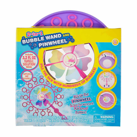 2 in 1 Bubble Wand & Pinwheel with Bubble Solution, Assorted
