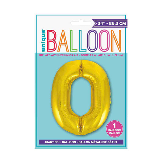 321 Party! 34" Giant Foil Gold Number 0 Balloon