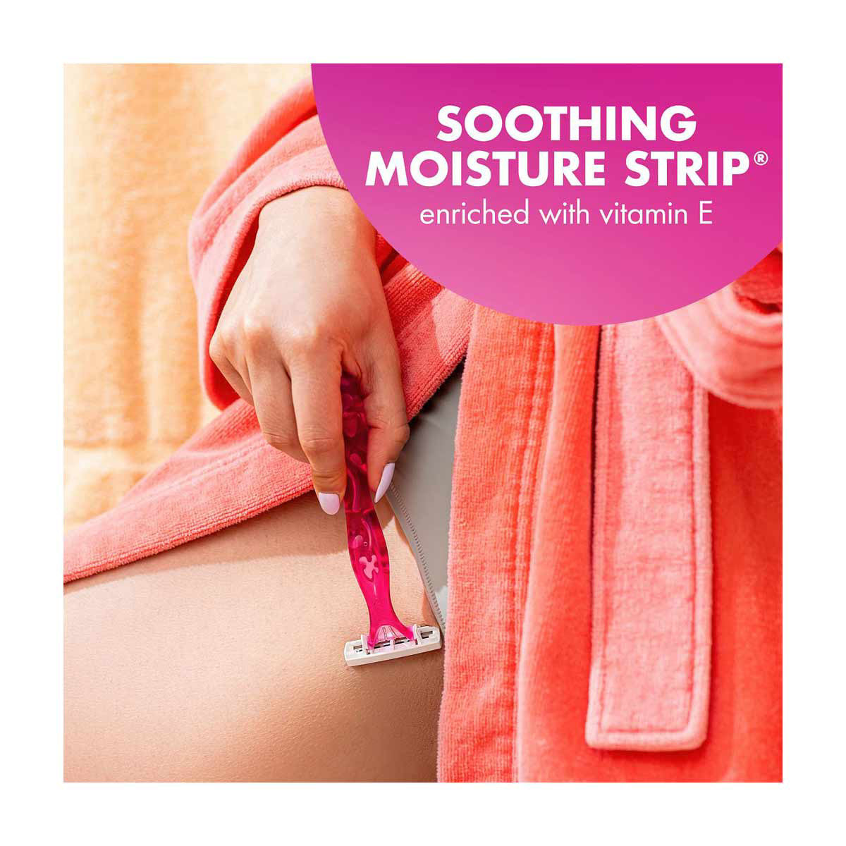BIC Soleil Simply Smooth Women's Disposable Razors, 3 Blades With Moisture Strip For a Silky Smooth Shave, 3 Piece Razor Set
