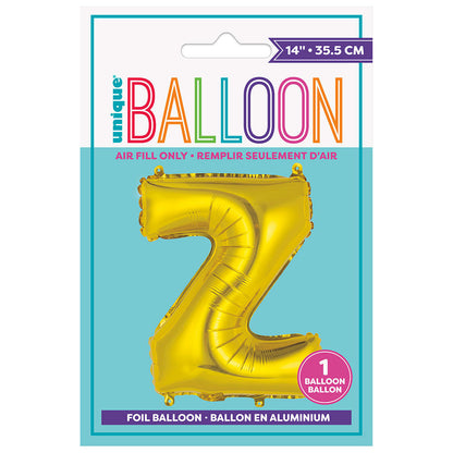 14" Foil Letter Balloon, Gold, Z