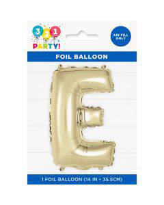 321 Party! 14" Foil Gold "E" Letter Balloon