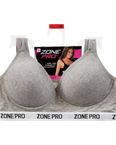 Zone Pro Sports Bra - Heather Grey, L