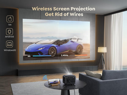 [Electric Focus/Mini Body]Mini Projector with WiFi 6 and Bluetooth 5.2, 2025 Upgrade TOPTRO TR25 Portable Projector, 1080P FHD, ±40° Electric Keystone Correction, Movie Projector for iOS/Android/PS5