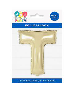 321 Party! 14" Foil Gold "T" Letter Balloon