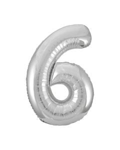 321 Party! 34" Giant Foil Silver Number 6 Balloon