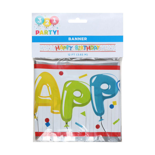 321 Party! 12 ft Foil Fringe Colorful Balloon Birthday Banner