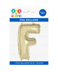 321 Party! 14" Foil Gold "F" Letter Balloon