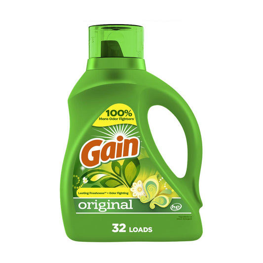 Gain Liquid Laundry Detergent, Original Scent, 46 fl oz, 32 loads, Freshness + Odor Fighting, Laundry Detergent Liquid Soap, HE compatible