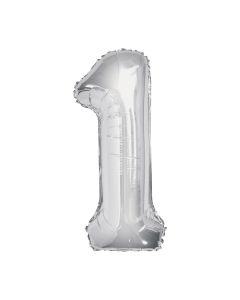 321 Party! 34" Giant Foil Silver Number 1 Balloon