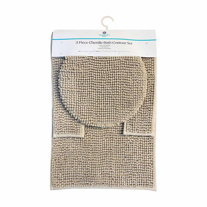 3 Piece Chenille Bath Contour Set, Assorted