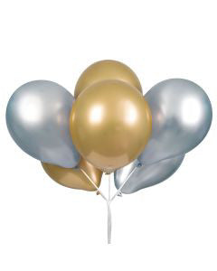 321 Party! 11" Latex Gold & Silver Metallic Balloons, 8 ct