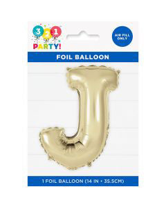 321 Party! 14" Foil Gold "J" Letter Balloon
