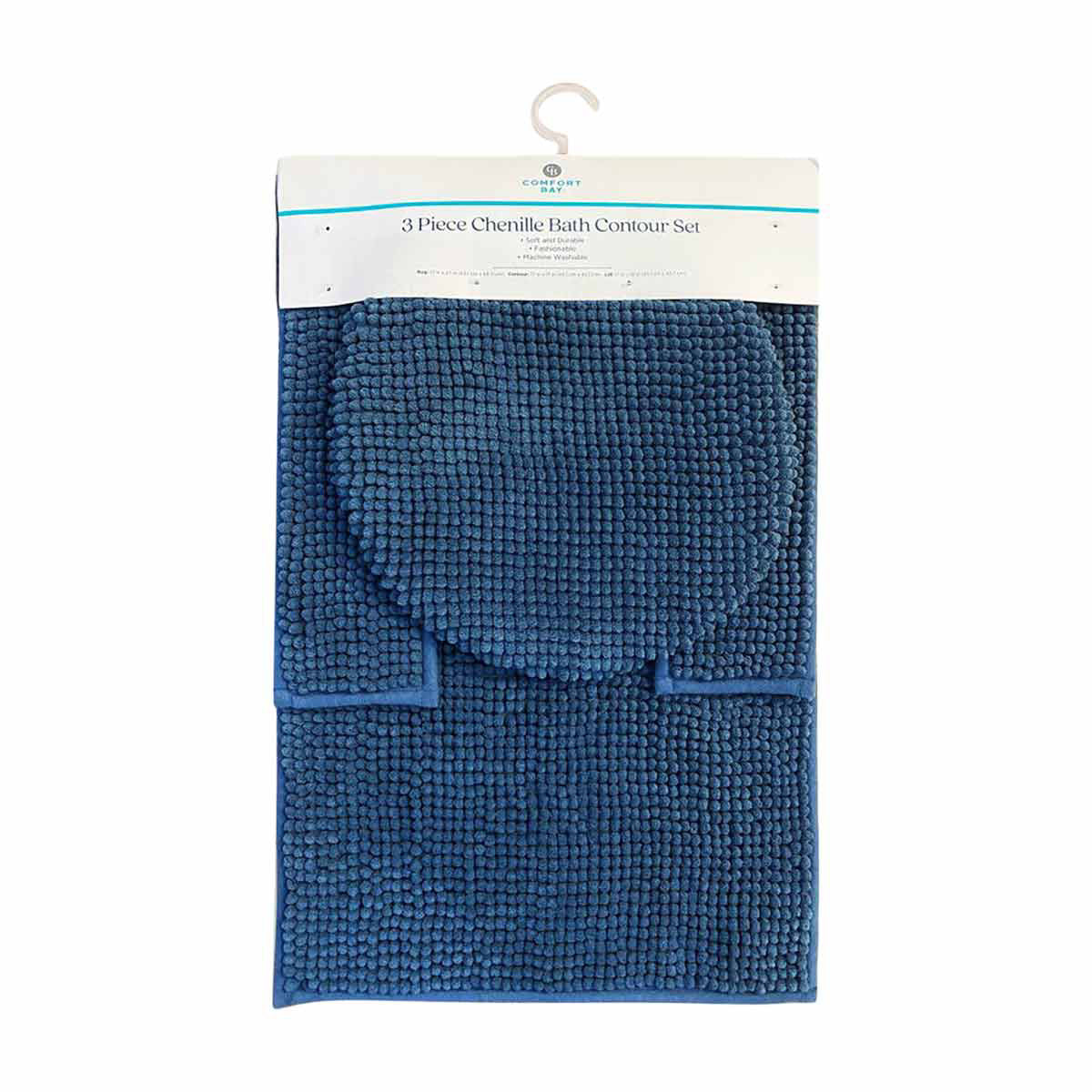 3 Piece Chenille Bath Contour Set, Assorted