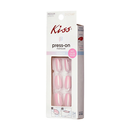 KISS Solid Color Medium Coffin Press-On Nails - Pink, 24 ct