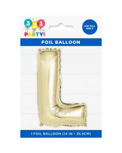 321 Party! 14" Foil Gold "L" Letter Balloon