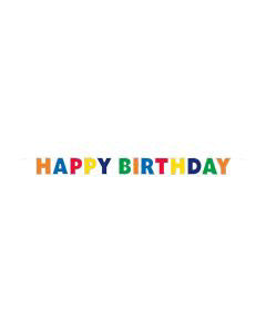 321 Party! 7.25 ft Silver Foil Trim Prime Colors Happy Birthday Banner