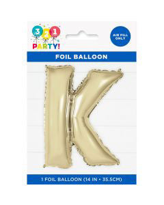 321 Party! 14" Foil Gold "K" Letter Balloon