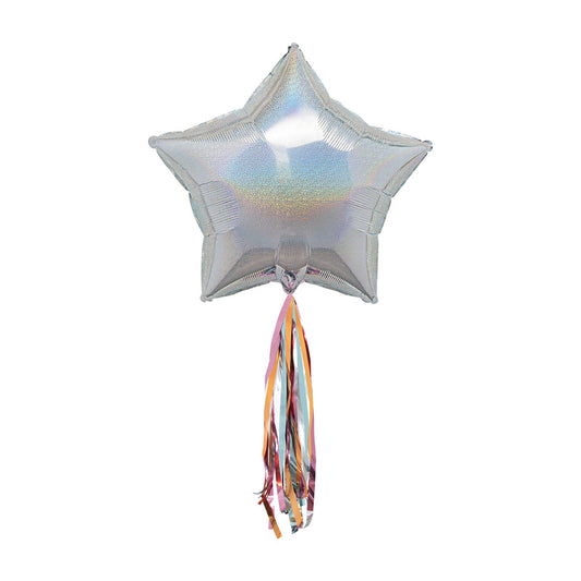 321 Party! 24" Foil Prismatic Star Balloon with Tassel