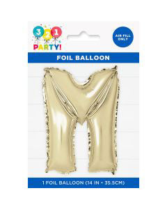 321 Party! 14" Foil Gold "M" Letter Balloon