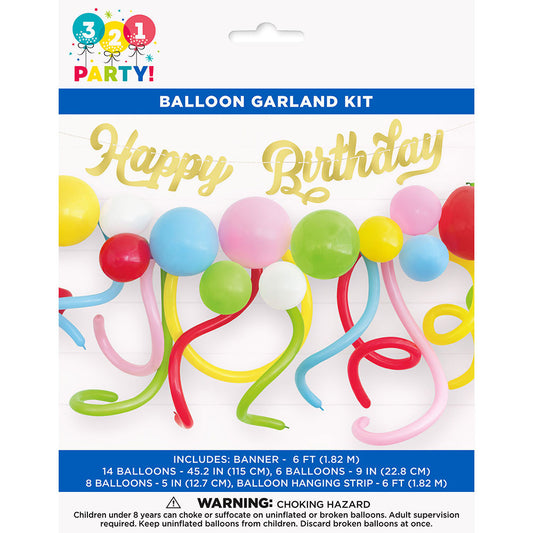 321 Party! 6 ft Foil Gold Birthday Banner and Balloon Garland Kit
