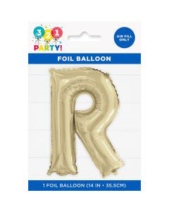 321 Party! 14" Foil Gold "R" Letter Balloon