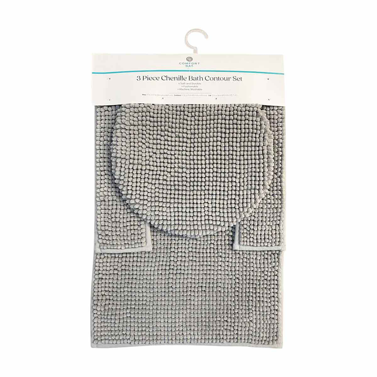 3 Piece Chenille Bath Contour Set, Assorted