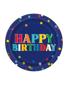 321 Party! 9" Happy Polka Dots Birthday Party Plates, 8 ct